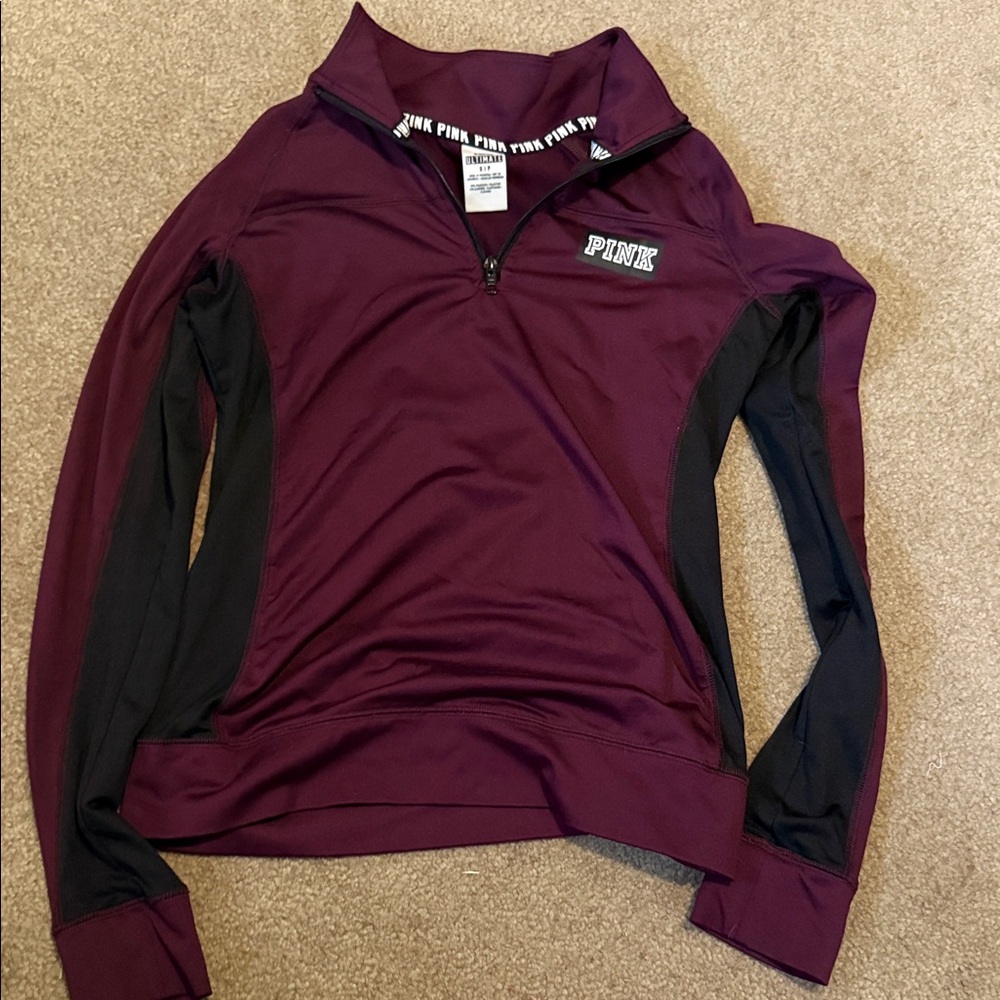 Victoria's Secret PINK Maroon and Black Sweatshirt